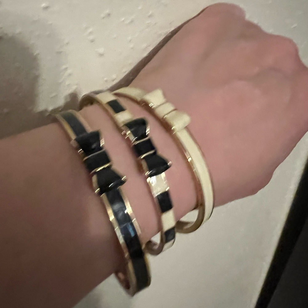 Kate Spade Black and Cream Bow Bracelet Trio